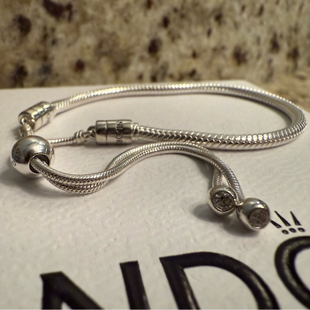 Pandora Moments Snake Chain Slider Charm Bracelet - Picture 4 of 5